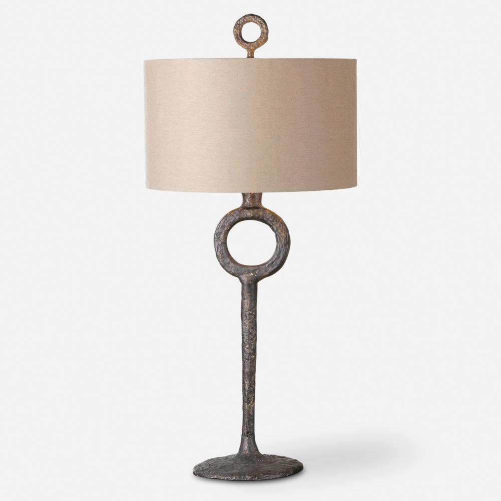 Ferro Hammered Cast Iron w/ Aged Rust Bronze 1Lt Lamp