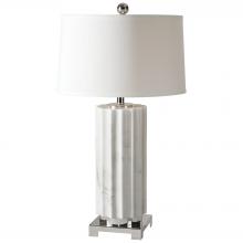 Uttermost 27911-1 - Castorano Scalloped White Marble w/ Polished Nickel 1Lt Lamp
