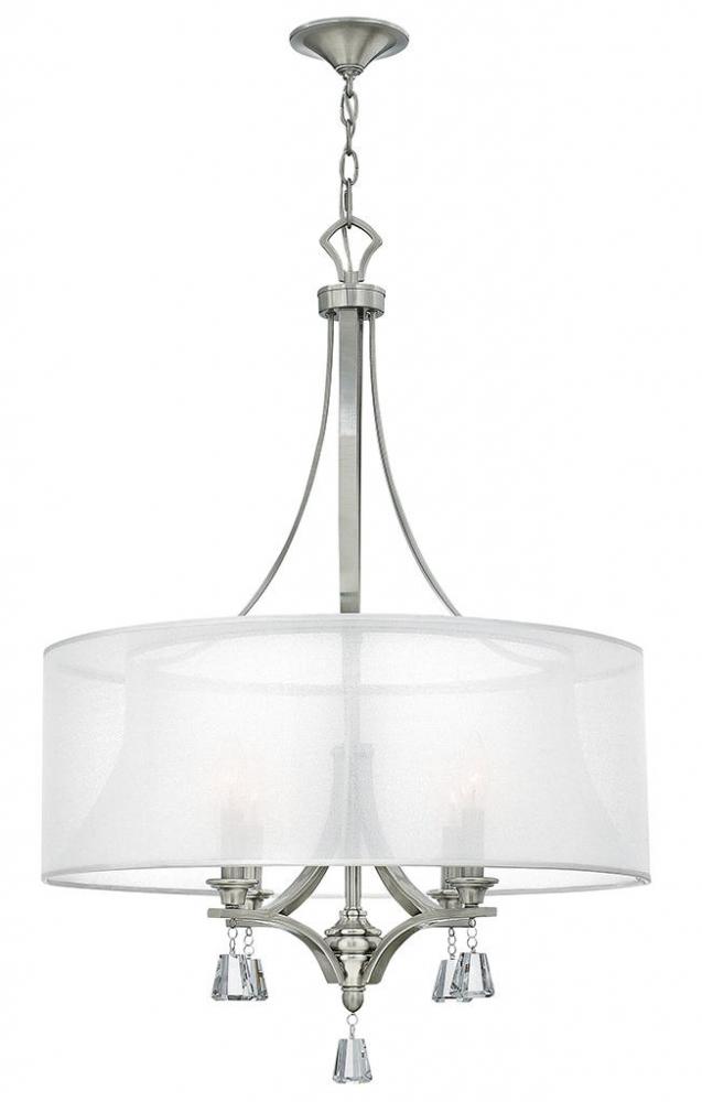 Mime 4Lt Brushed Nickel Crystal Accents Chandelier