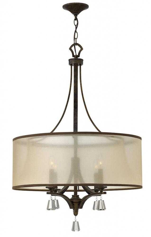Mime 4Lt French Bronze w/ Amber Sheer Shade Chandelier