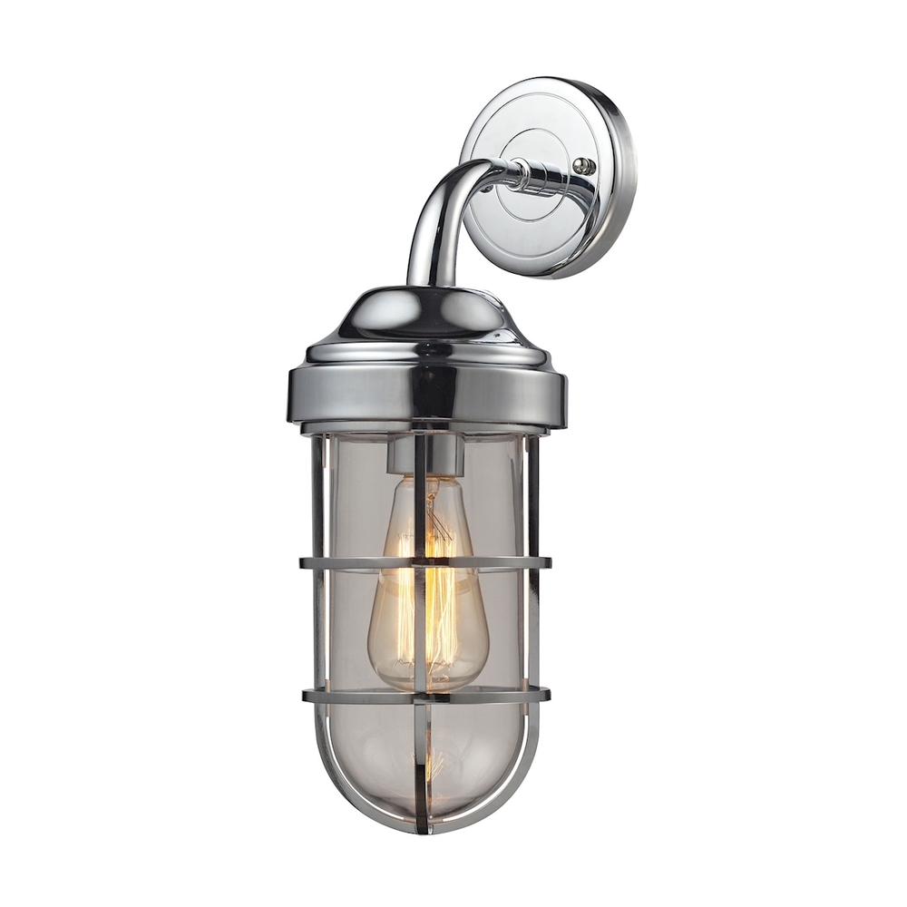 Seaport 1-Light Wall Lamp in Polished Chrome with Clear Glass