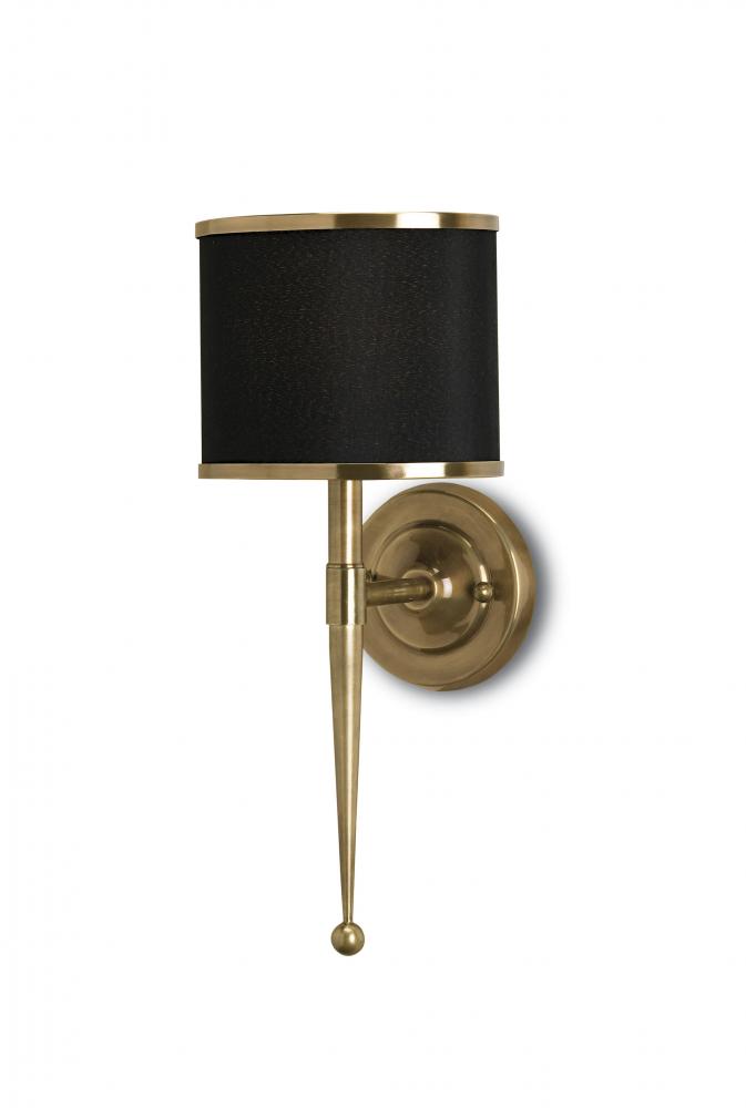 Primo Brass Wall Sconce, Black Shade